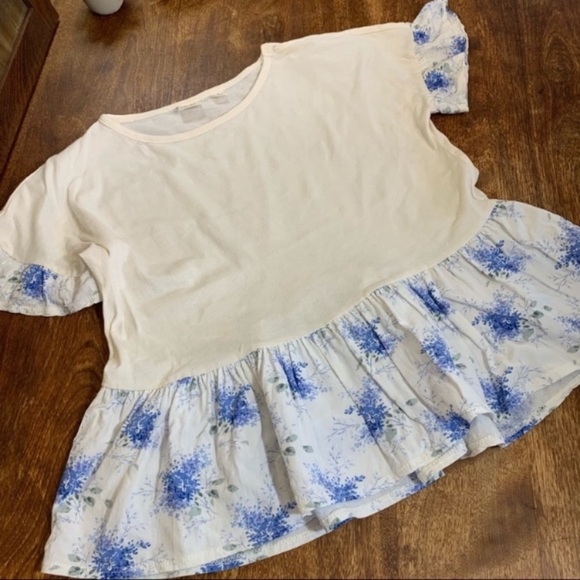 Gap Kids White and Blue Cotton Oversized Top - Picture 5 of 6